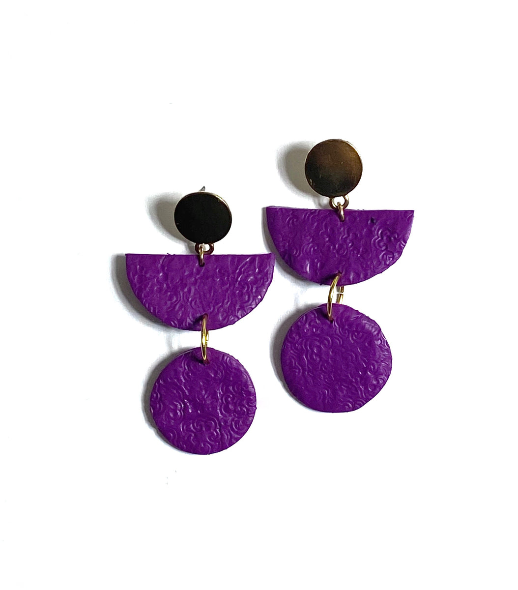 Purple and Black Polymer Clay Shell Necklace and Earrings –  southernsistadesigns