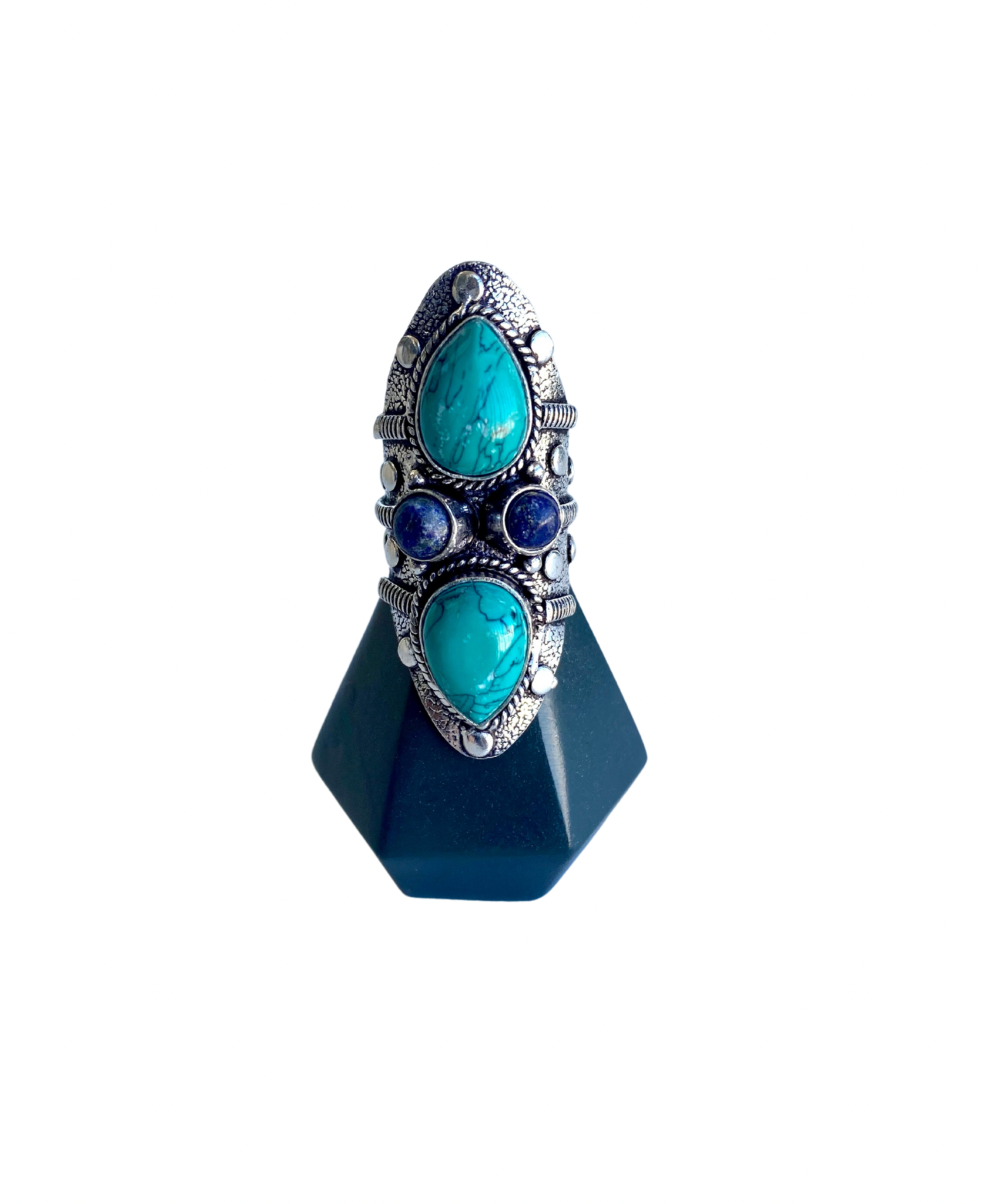 Santa Rosa Turquoise Long Gemstone Ring - Size 8.25